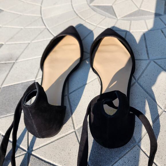 Vince Camuto Jevone Black Suede Ankle Tie Ballet Flats 11 - Picture 9 of 11